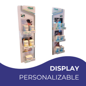 Dos Displays Personalizados de Farmacia en Acrílico Transparente, fondo blanco